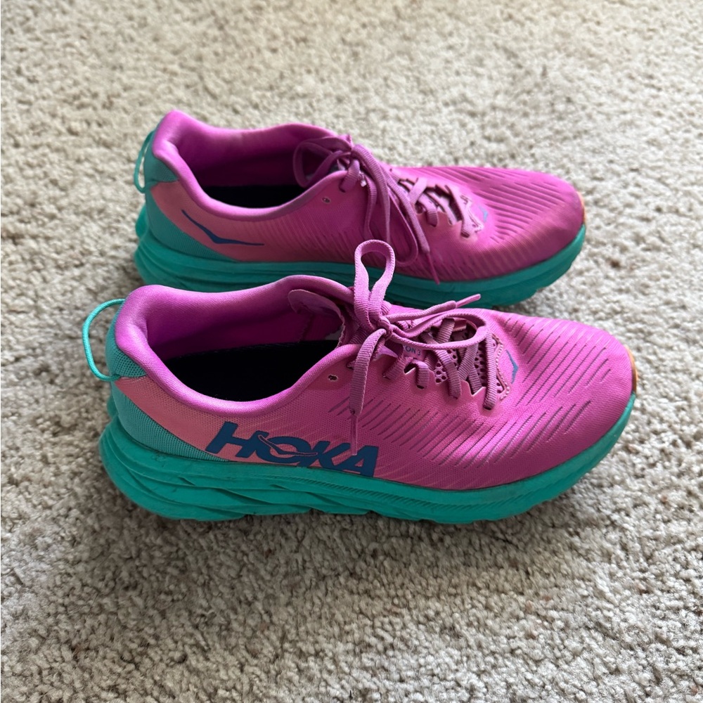 Hoka Women's Pink and Teal Athletic Shoes